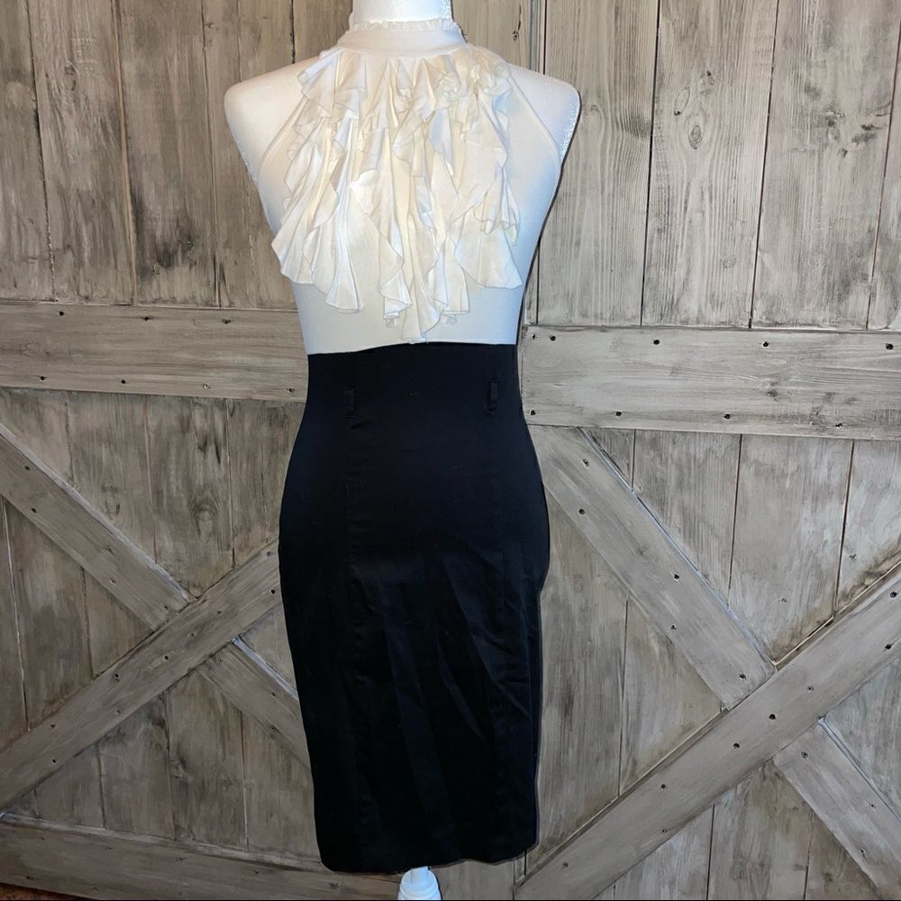 Candies Ruffle Neck Tie Black Dress